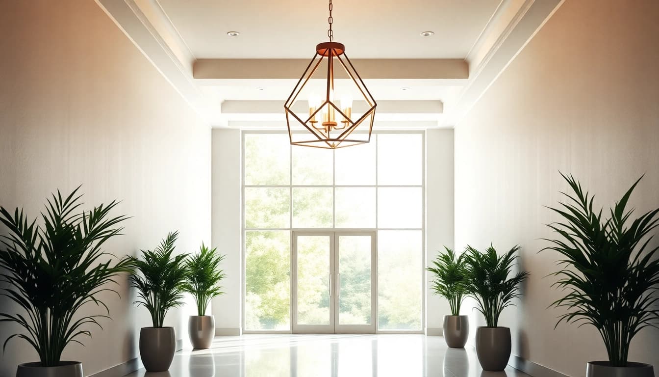 Highlighting light fixtures for hallway that enhance ambience in a modern entrance.