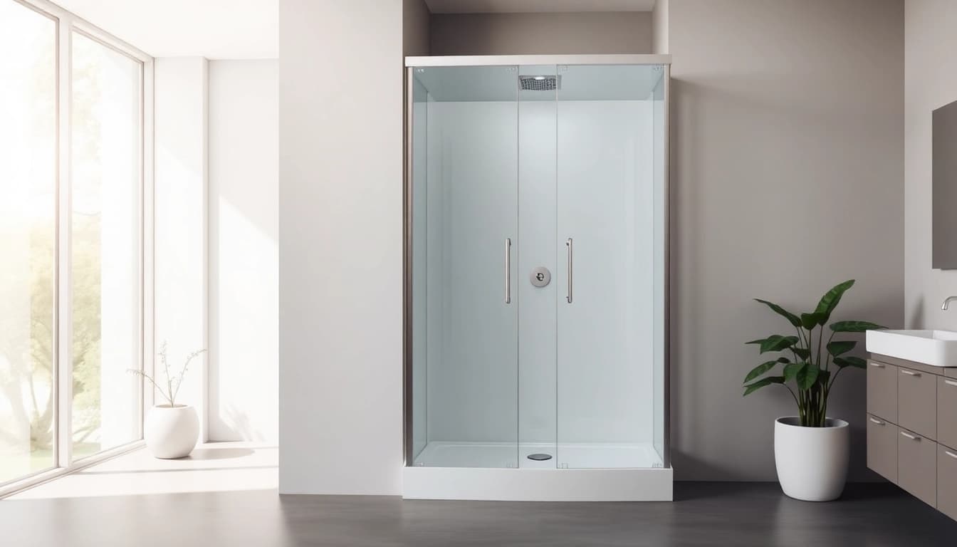 Die sonni Duschkabine 90x90 in einer modernen Badezimmerumgebung bietet elegantes Design und Nutzungsfunktionen.