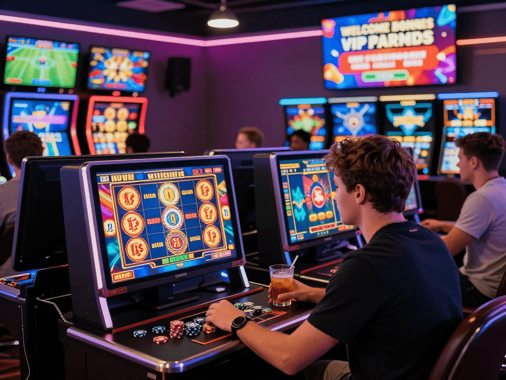 Engaged British player enjoying online slots at https://aboutobo.com with vibrant visuals and thrilling atmosphere.