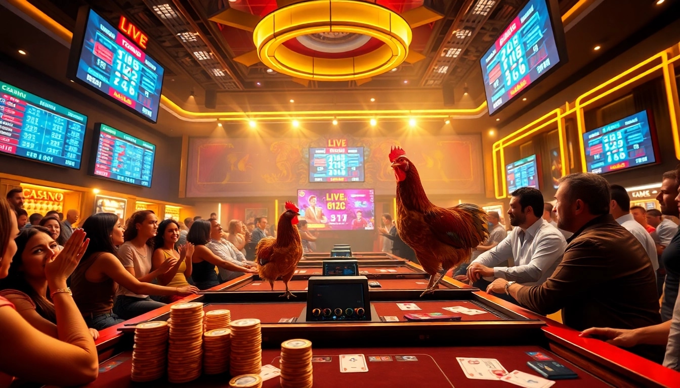 DAGA88 live chicken fighting action on dagawin.live with vibrant colors and digital engagement.