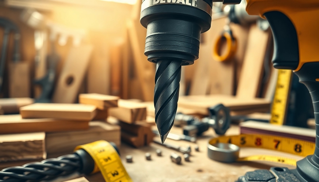 DeWalt drill bits penetrating wood, showcasing performance and precision.