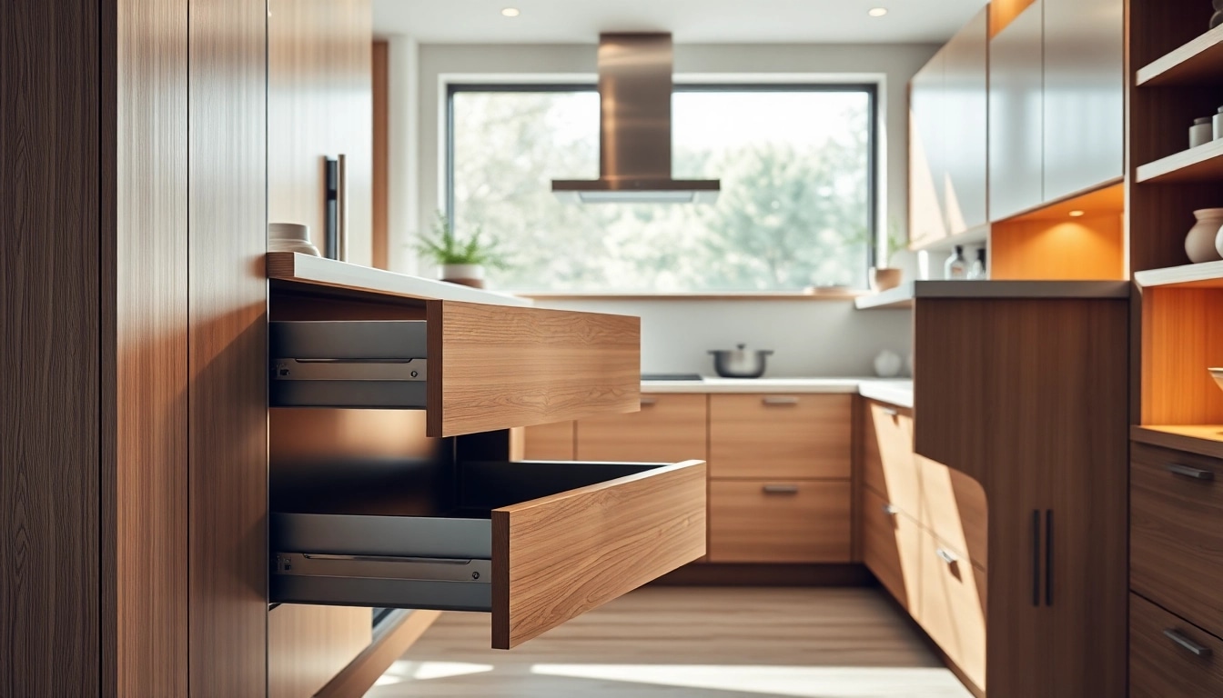 Showcasing a versatile Double Wall Drawer System within a contemporary kitchen setting.