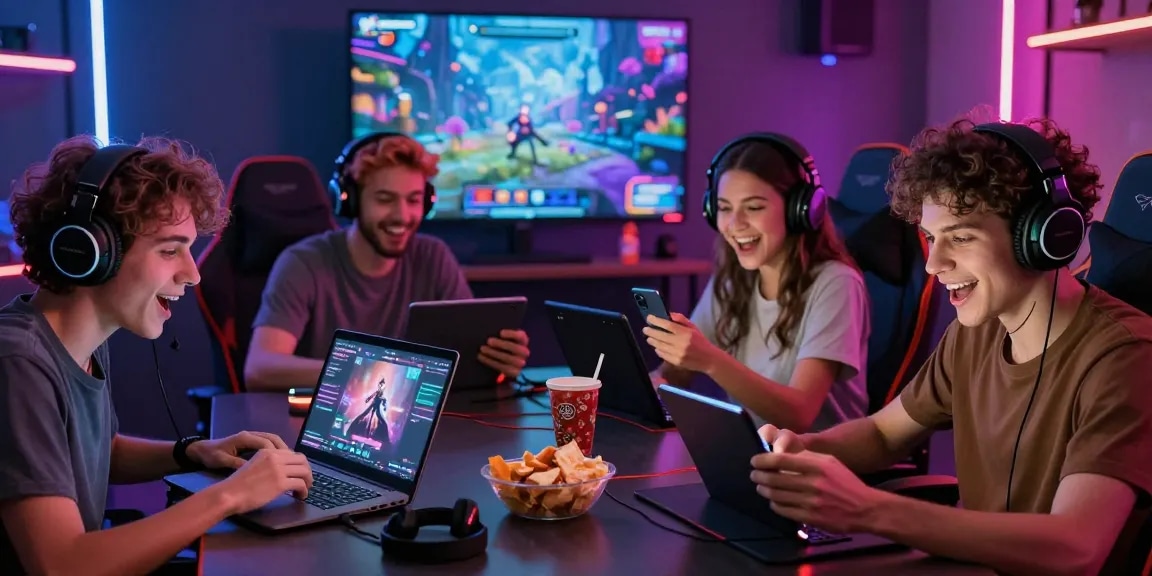 Players engaging with exciting porn games html on different devices in a lively virtual environment.