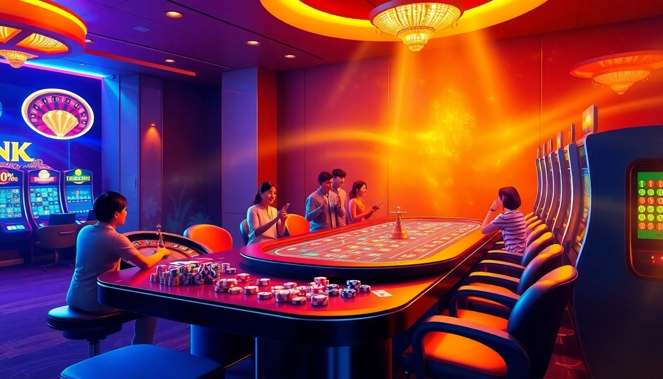 Experience the vibrant online gambling interface of trang chủ kim88 with engaging casino elements and players.