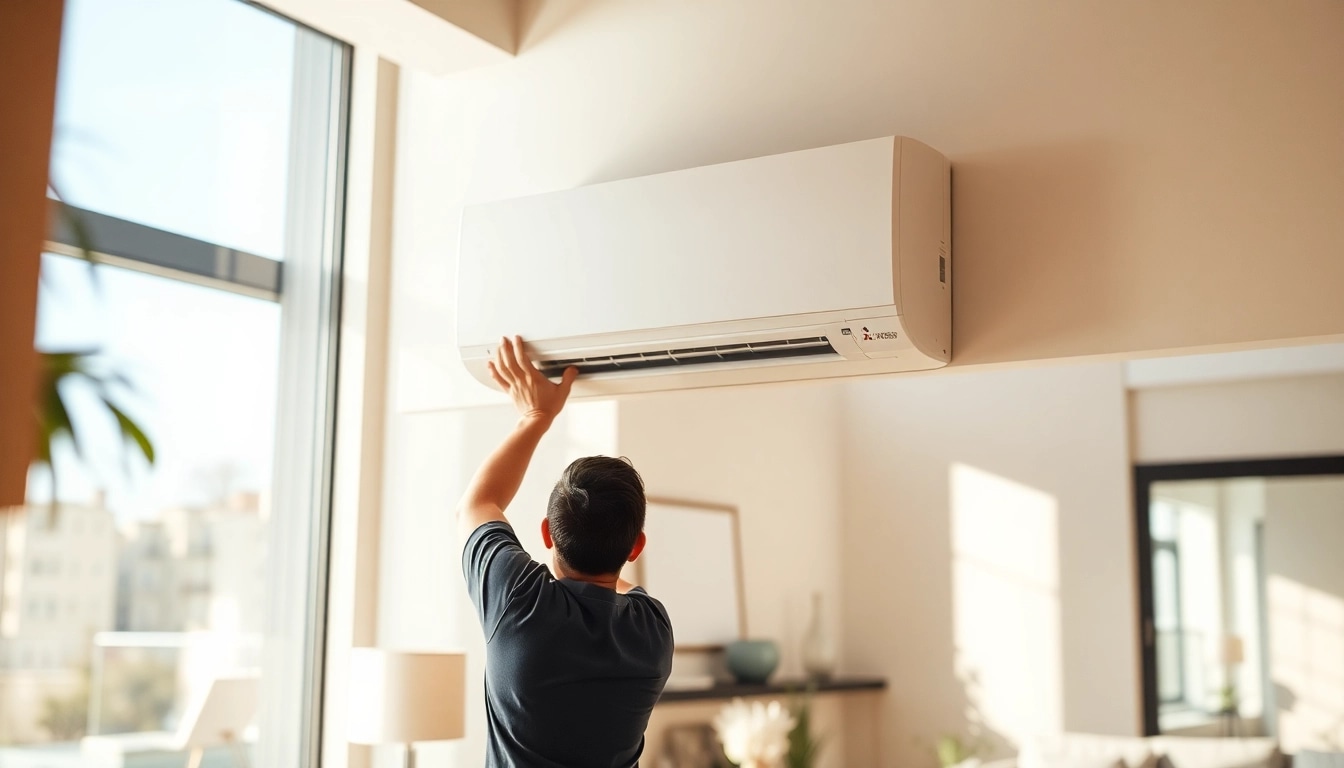 Install a mitsubishi mini split ac professionally in a bright living room for efficient cooling.