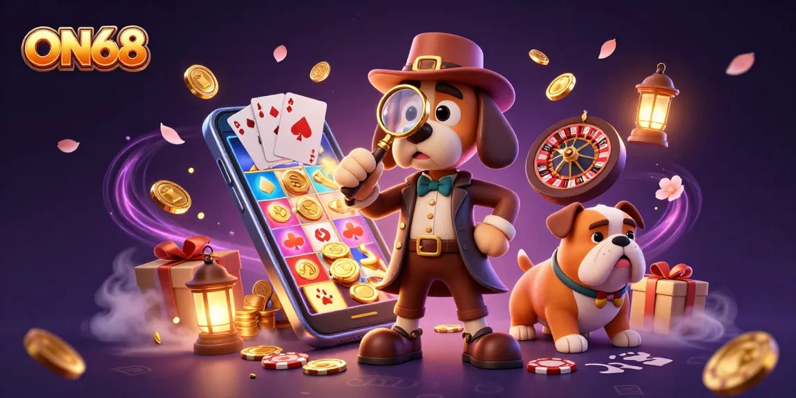 Engage in the thrill of ON68 casino adventures with detective characters uncovering poker chip clues.