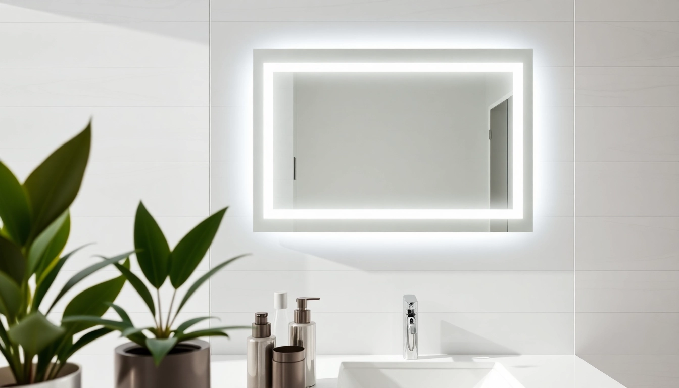 Stylish led mirror bathroom illuminated by natural light enhancing modern decor.