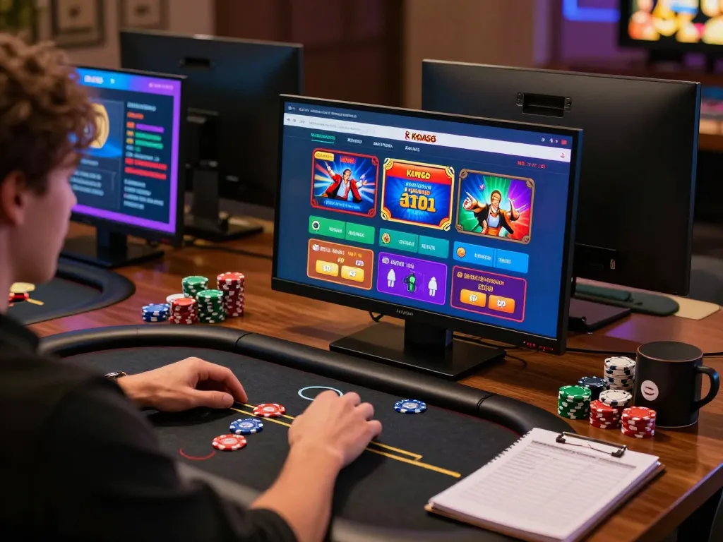 Player actively using the kim66 casino app on dual screens while managing betting strategies seamlessly.