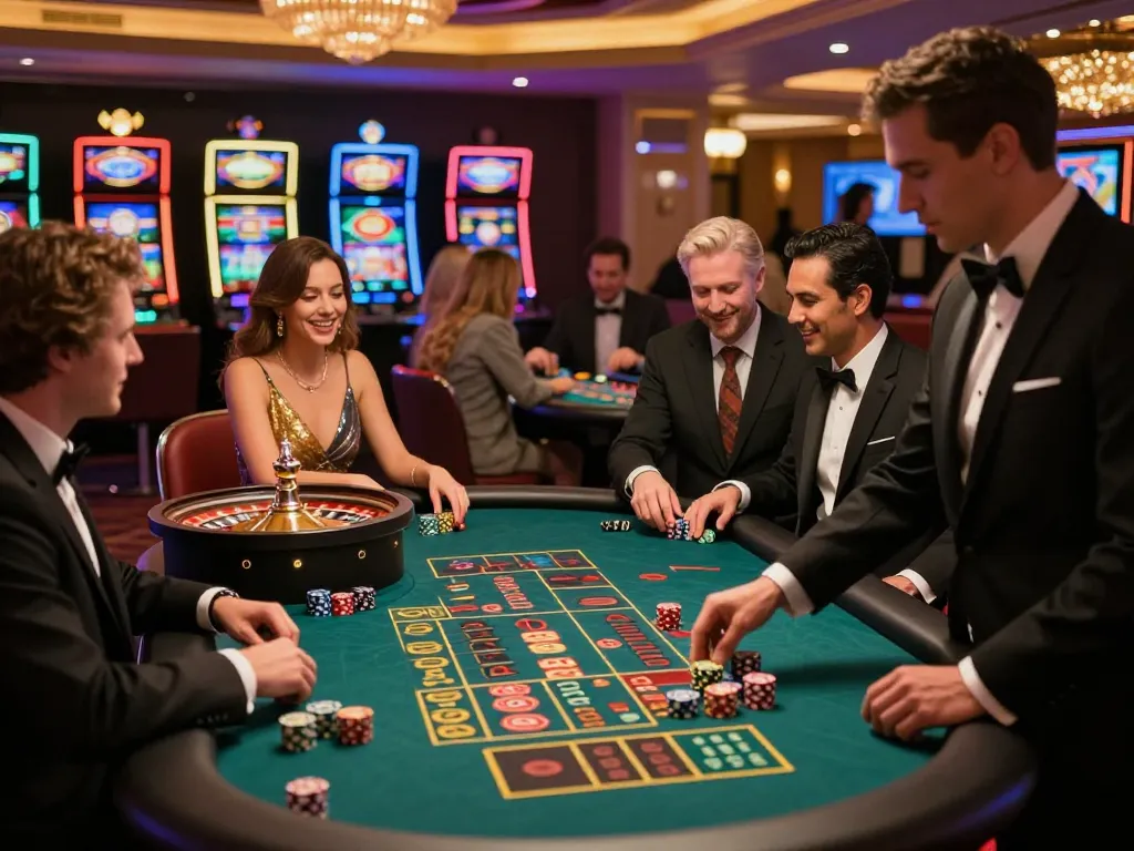 Players enjoying thrilling roulette action at 789club in a vibrant casino atmosphere
