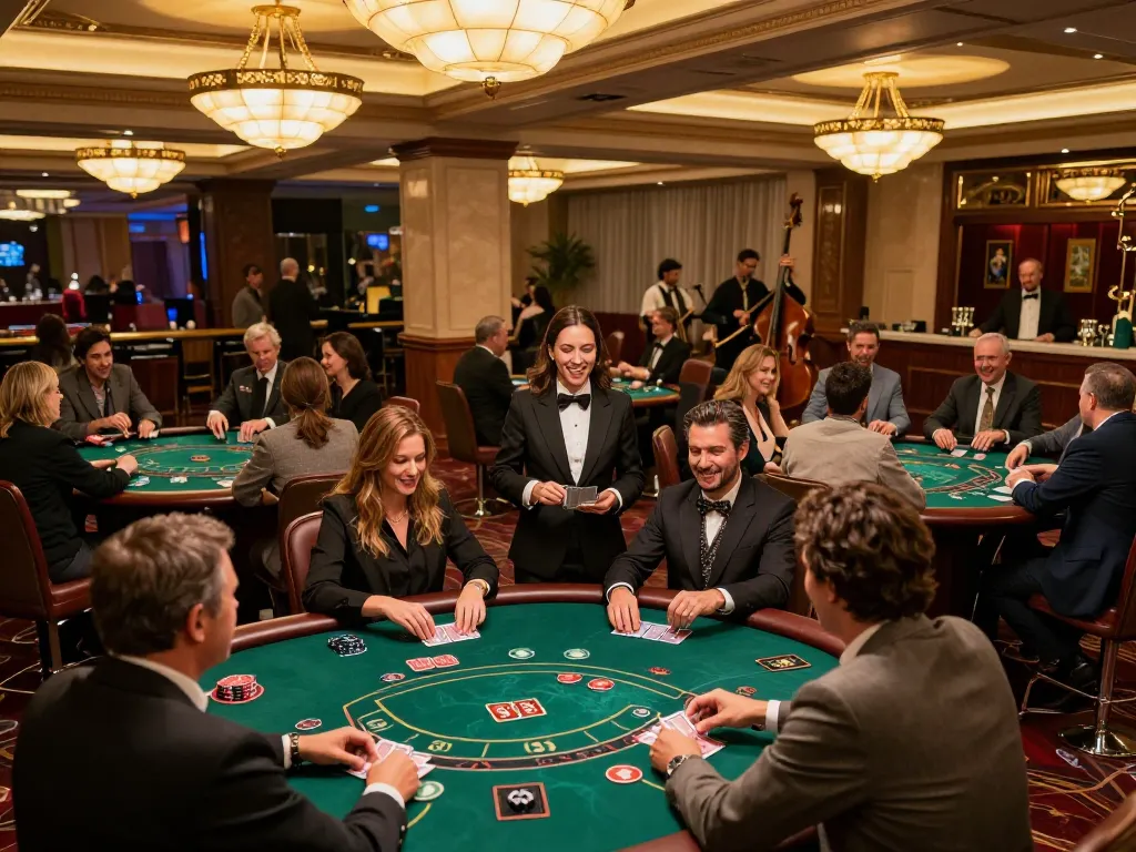 Players enjoying games at CM88’s luxurious casino, celebrating wins and engaging in strategic gameplay.