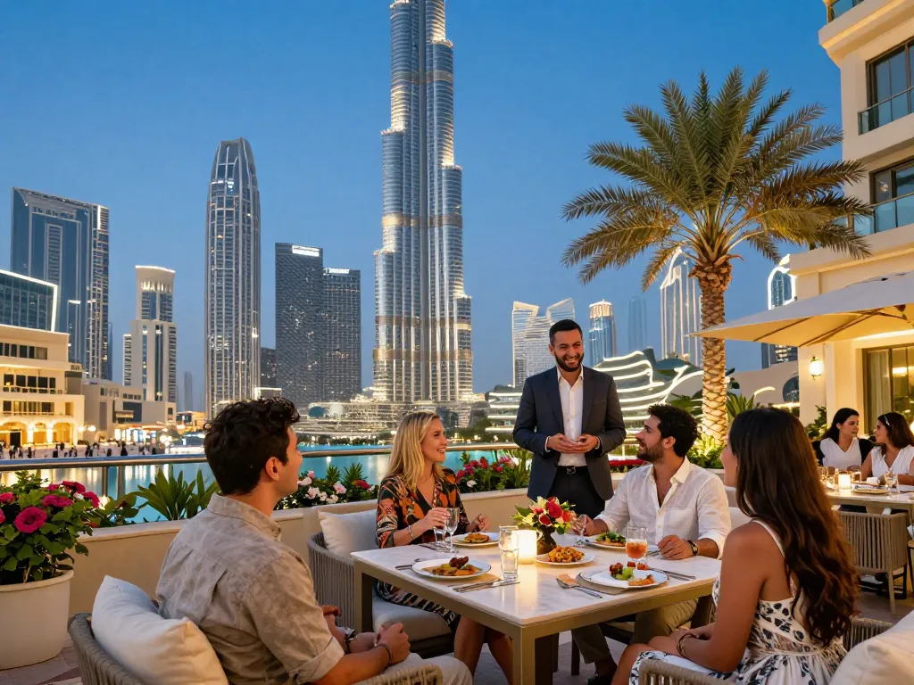 airbnb management dubai welcoming hosts at a luxurious property with stunning views
