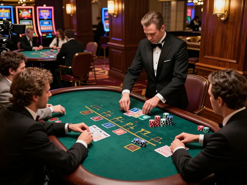 Engaging blackjack game at Vin 88 casino with players analyzing cards, creating exciting bets