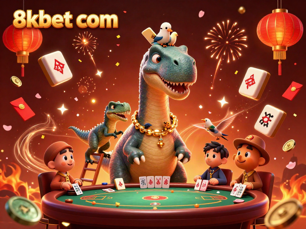 Experience the excitement of 8xbet com with a vibrant 3D casino scene featuring unique characters and celebratory elements.