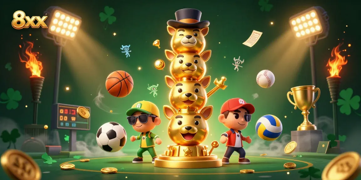 Experience thrilling action at 8xx, where sports elements and dynamic games blend in vibrant illustration.