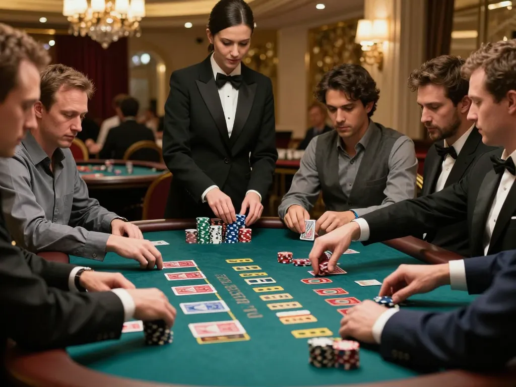 Players engaged in Baccarat at 789wincom.town casino, highlighting strategic bets and luxury atmosphere.