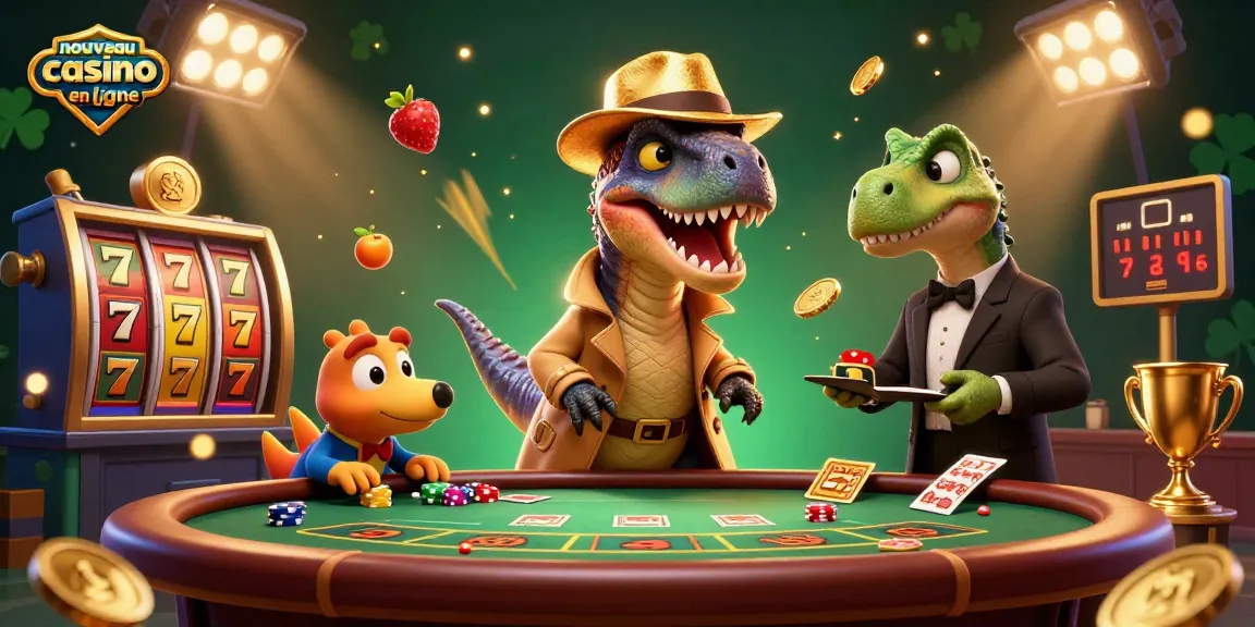 Découvrez les jeux sur un nouveau casino en ligne avec un velociraptor tentant de passer inaperçu au blackjack.
