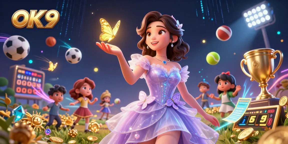 Engage with OK 9's thrilling sports betting action in an exhilarating 3D casino scene.