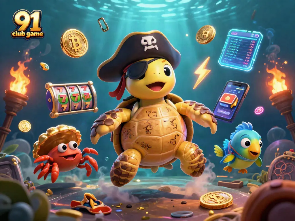 Experience the excitement of the 91 club game with a vibrant underwater scene featuring animated characters and casino elements.