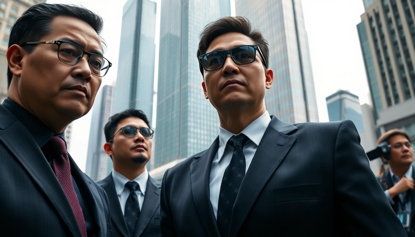 Close protection Hong Kong specialists actively monitoring a busy urban environment.
