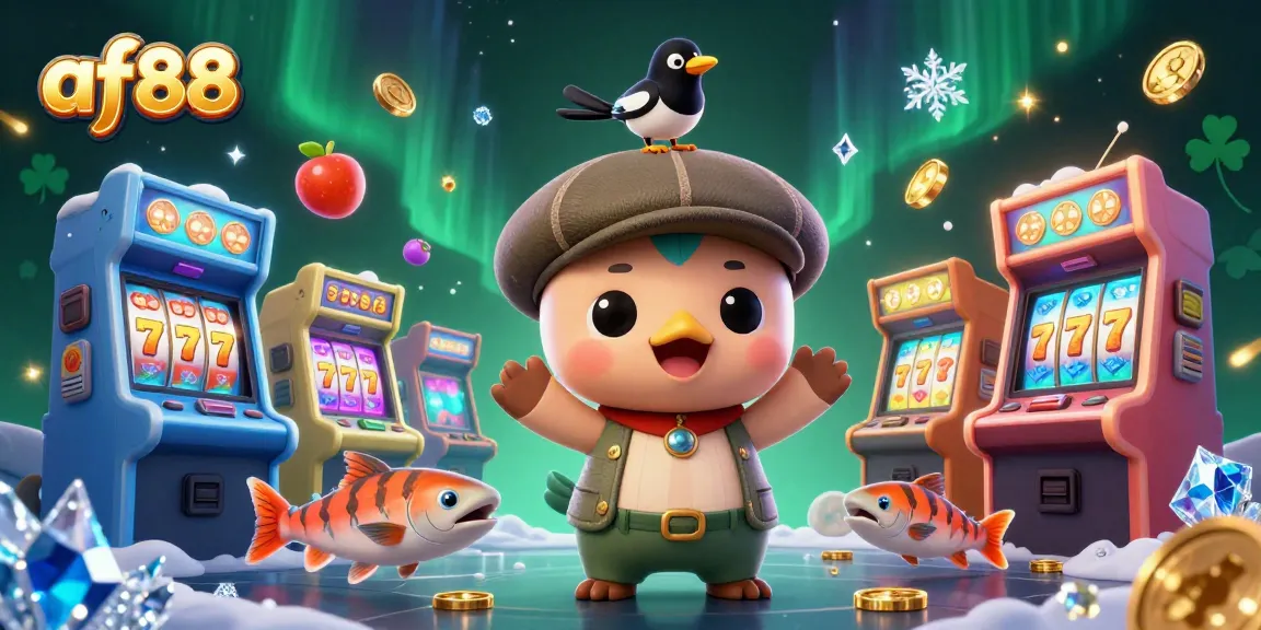 Engaging af88 casino experience with cartoon characters and vibrant game elements in a lively environment.