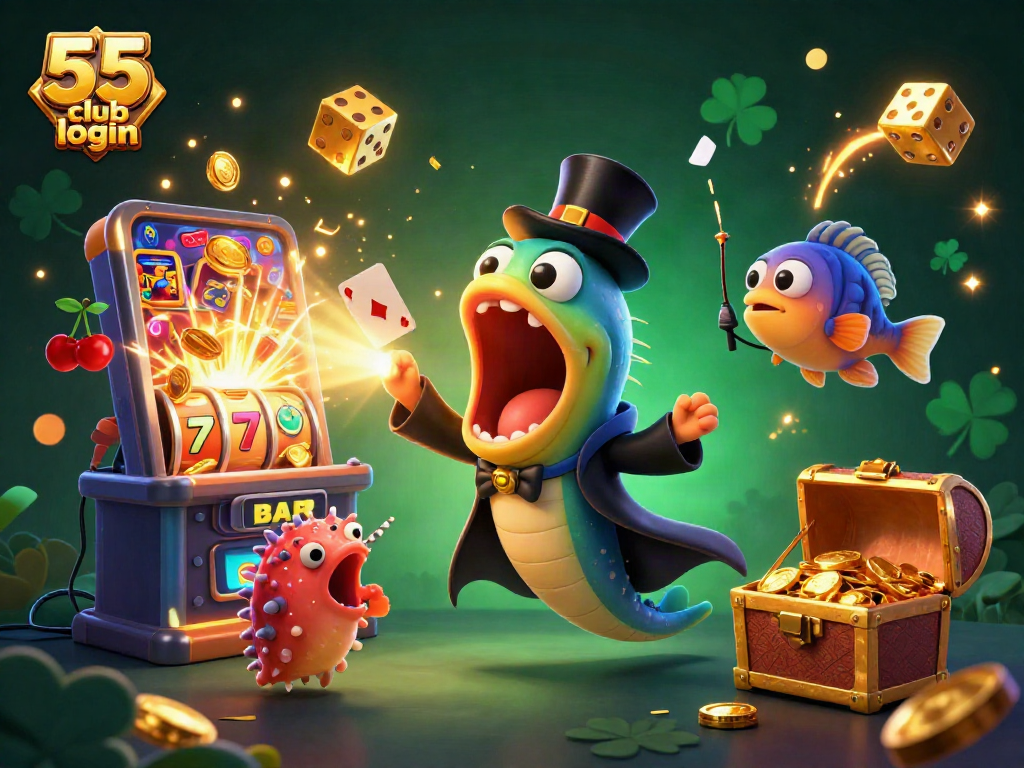 Experience seamless gaming with 55 club login featuring vibrant characters and exciting casino elements.