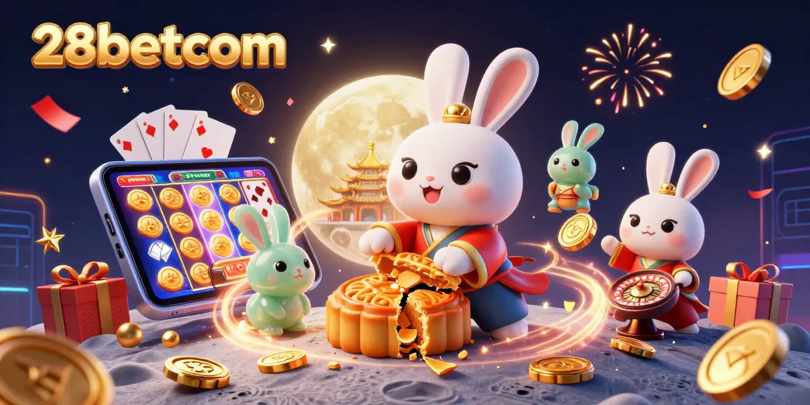 Experience exciting casino fun with 28betcom in a vibrant lunar setting featuring playful elements.