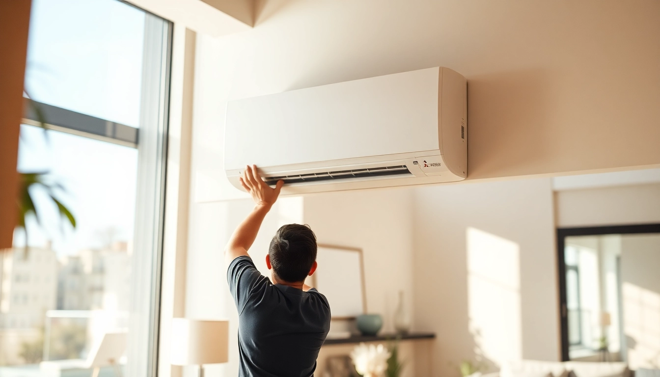 Install a mitsubishi mini split ac professionally in a bright living room for efficient cooling.