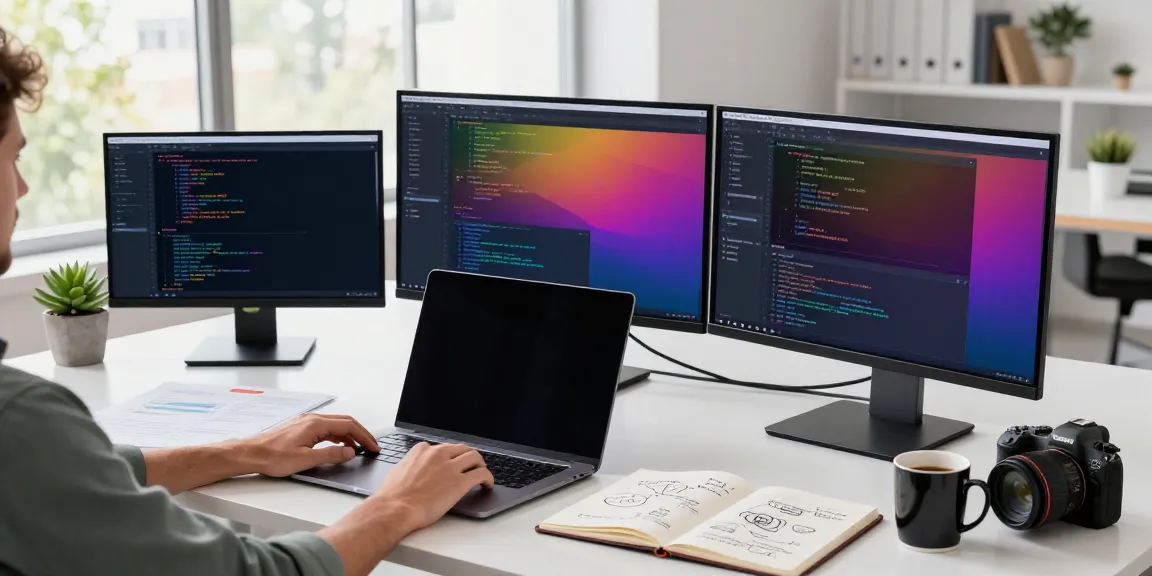 Tech workspace illustrating instant indexing strategies with monitors and analytics tools.