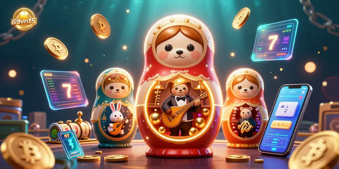 Join the excitement at 69vn15 with playful bears and crypto elements in a vibrant casino scene.