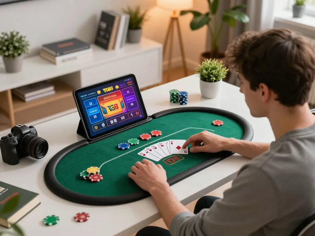 Players experience engaging moments at TG88 online casino on tablet, enjoying strategic gameplay.