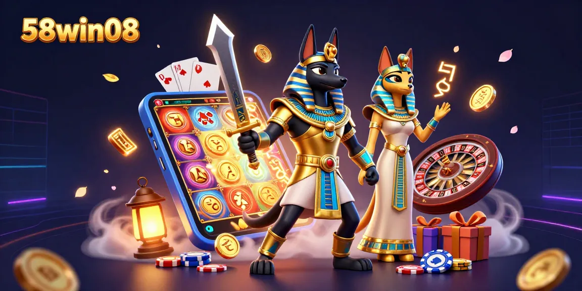 Experience thrilling gameplay with 58win08 as Anubis and Bastet explore captivating slots.