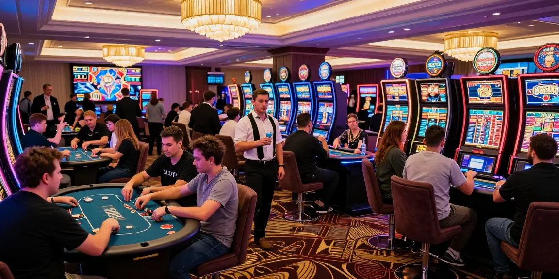 Exciting atmosphere at top non UK casinos with players enjoying vibrant gaming experiences.