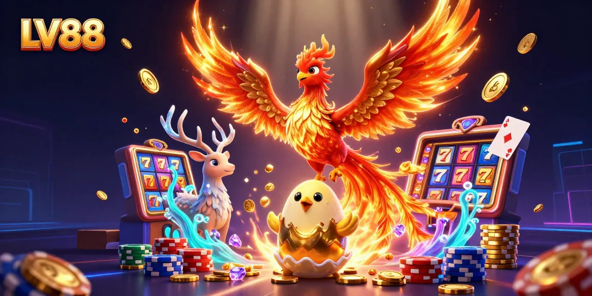 Experience the thrilling gaming action at LV88 with vibrant symbols and winning moments.