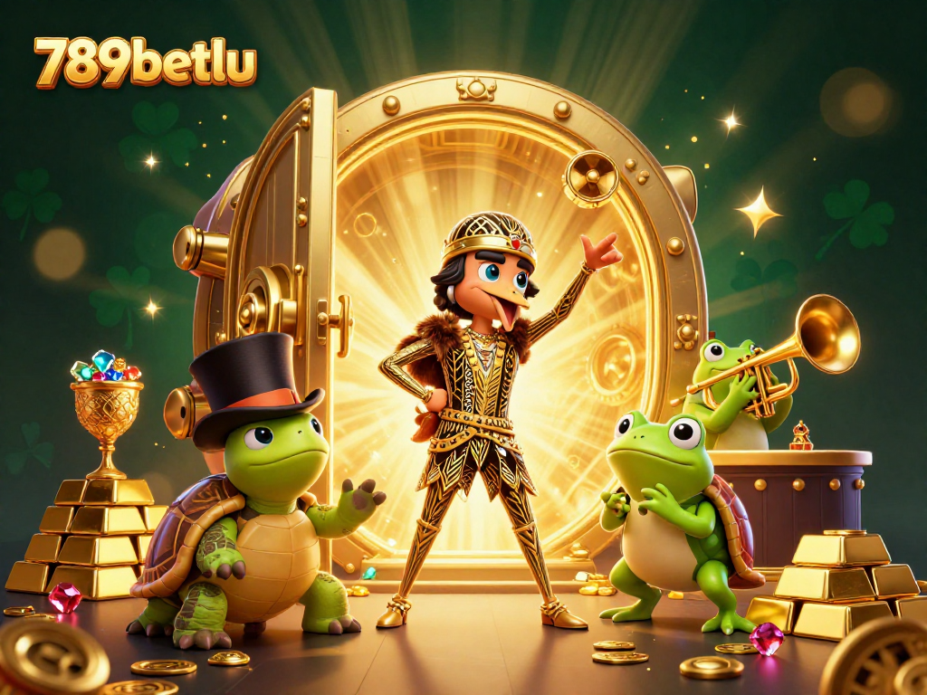 Experience exhilarating gameplay with 789betlu as characters celebrate in a rich casino scene filled with treasures.