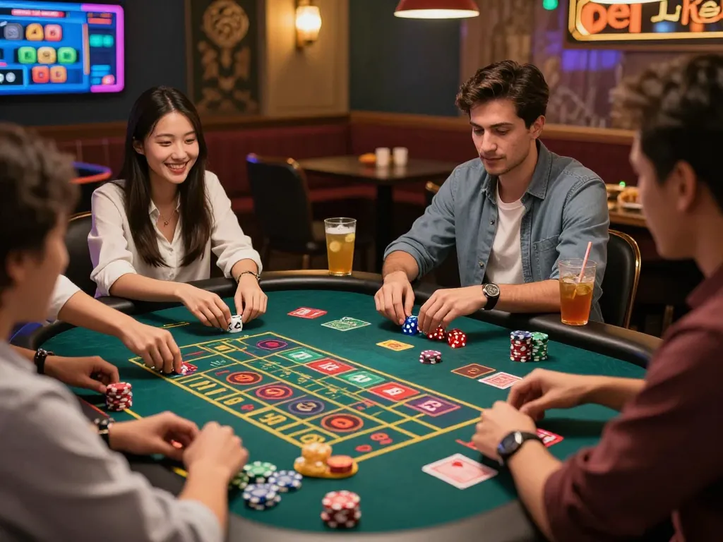 Players enjoying a thrilling tài xỉu online game with engaging visuals in a lively virtual casino.