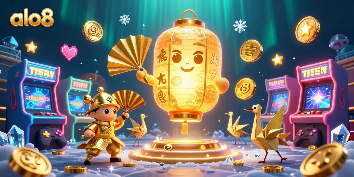 Experience the enchanting world of alo8, where a golden lantern spirit and warriors illuminate the casino.