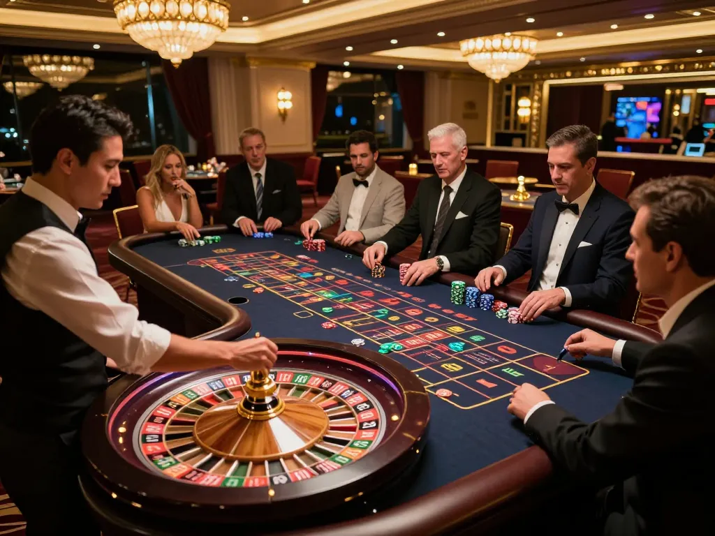 Experience excitement at uu88's luxurious roulette table with players engaged in live action.