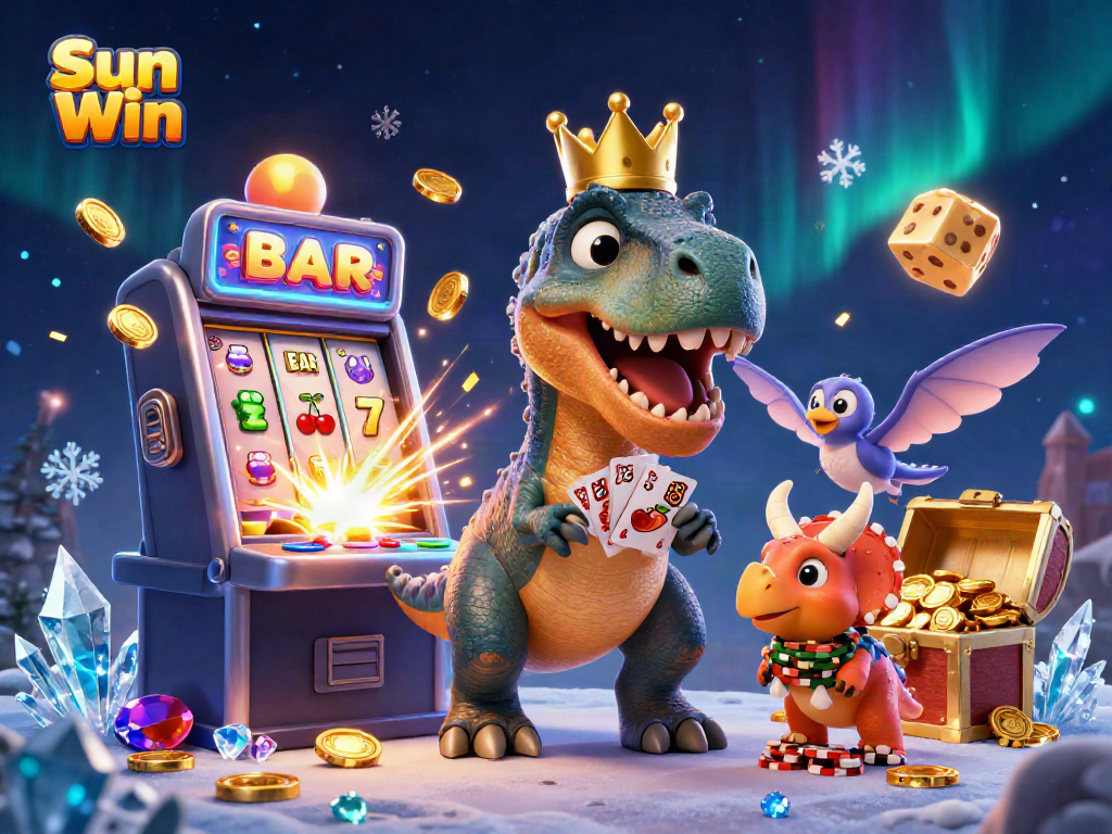Engage in exciting gameplay at Sun Win Casino with a thrilling cartoon scene featuring vibrant characters.