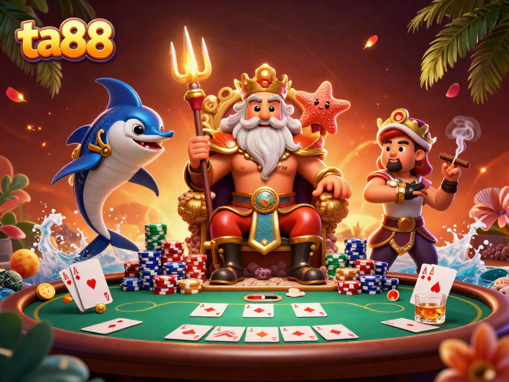 Engage in thrilling gameplay at ta88 with a vibrant poker scene and iconic characters.
