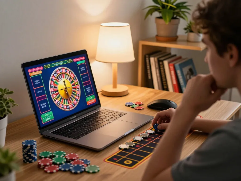 Player enjoying thrilling roulette game on 11win com, surrounded by cozy home atmosphere with chips in view
