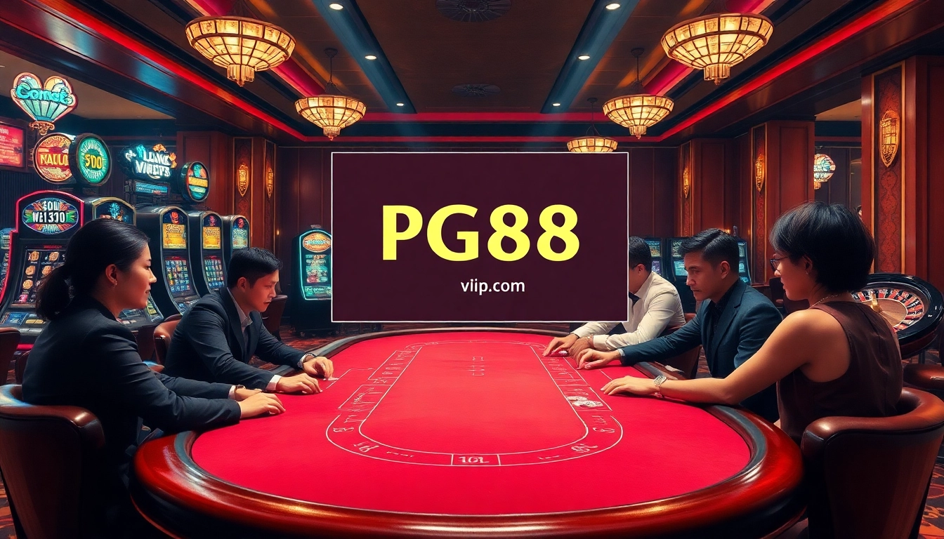 Players enjoy high-stakes poker at a vibrant casino table, showcasing pg88vip.it.com excitement.
