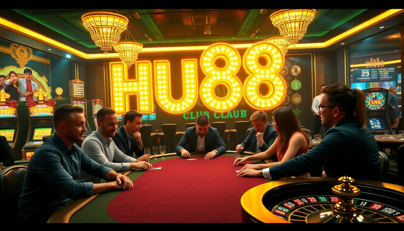 Experience the excitement of betting at HU88 CLUB with vibrant poker games and casino atmosphere.