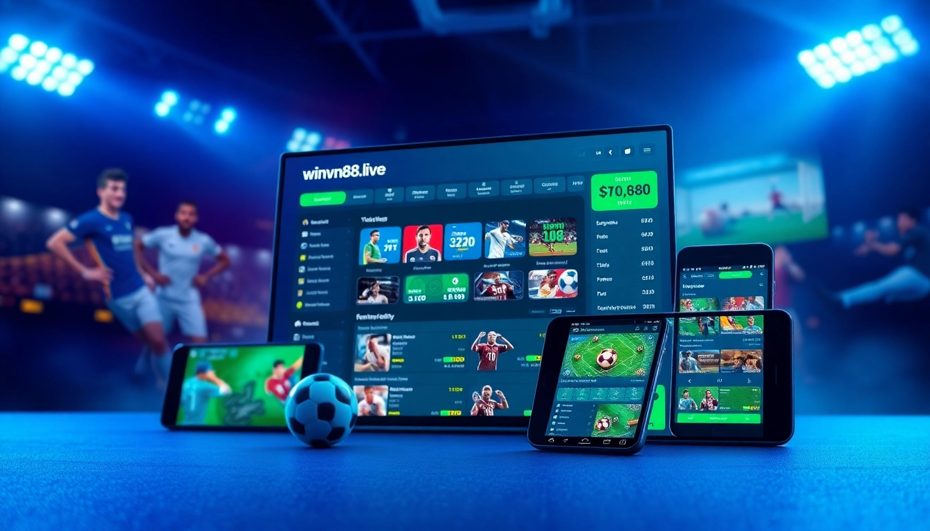 Engaging online betting interface showcasing winvn88.live with vibrant colors and user-friendly design.