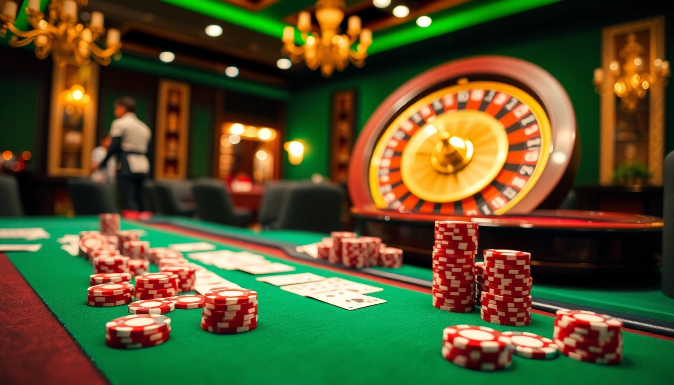 Exciting casino action featuring loto188.gb.net with vibrant poker chips and an engaging roulette wheel.