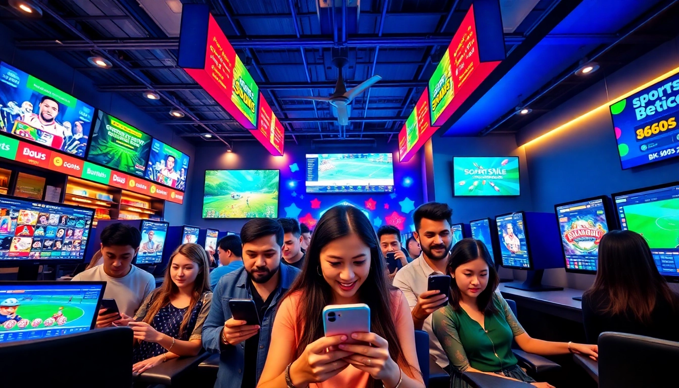 Engaged players utilizing bk860s.com’s betting platform in a vibrant gaming environment.