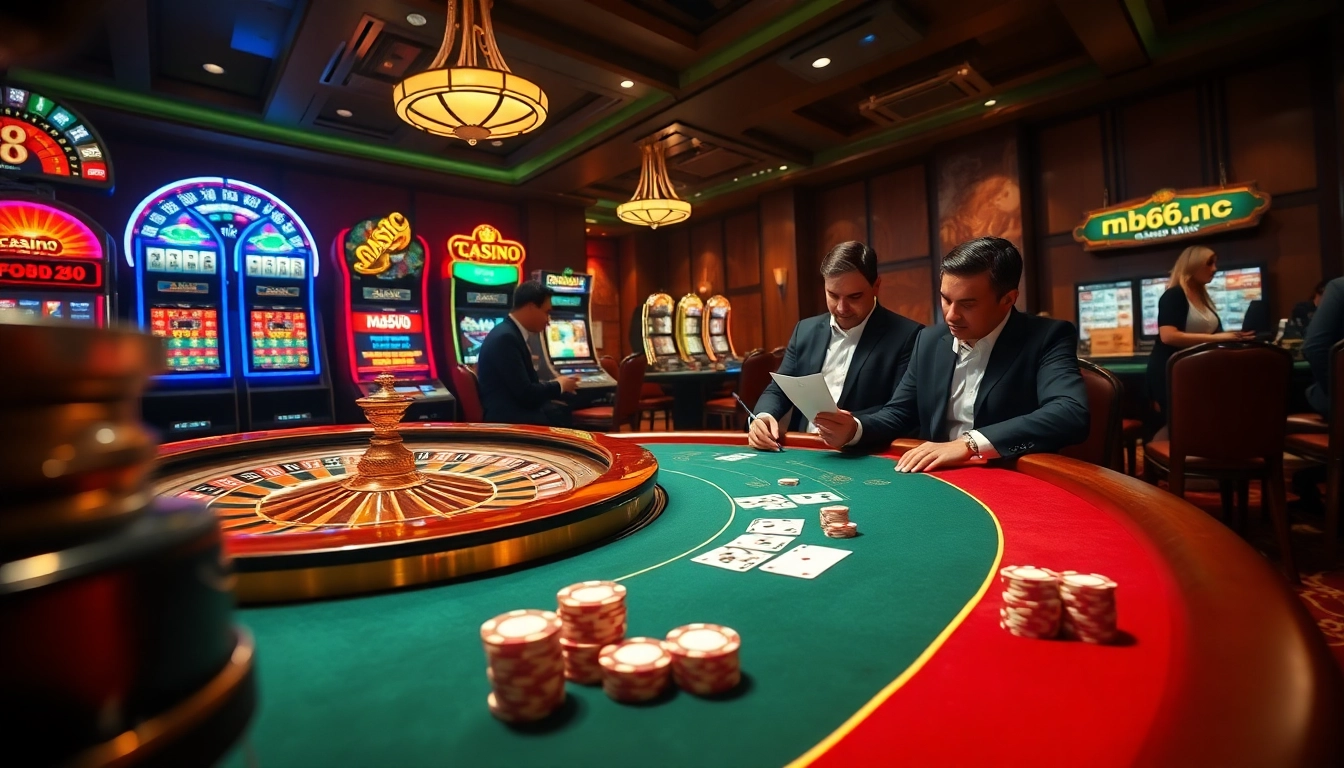 Experience the thrill of gambling at mb66.nyc with a vibrant casino scene featuring roulette and poker.