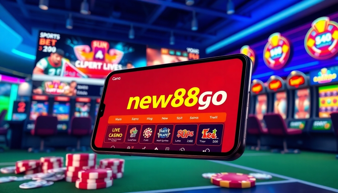 Interactive online gaming experience at new88go.com displaying sports betting and casino games.