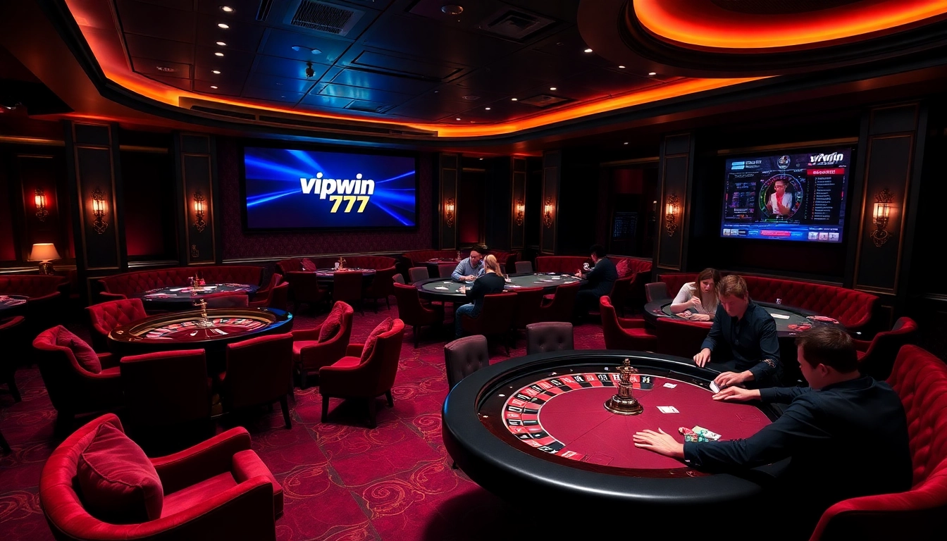 Experience the thrill of high-stakes gaming with vipwin 777, showcasing players at a luxurious casino table.