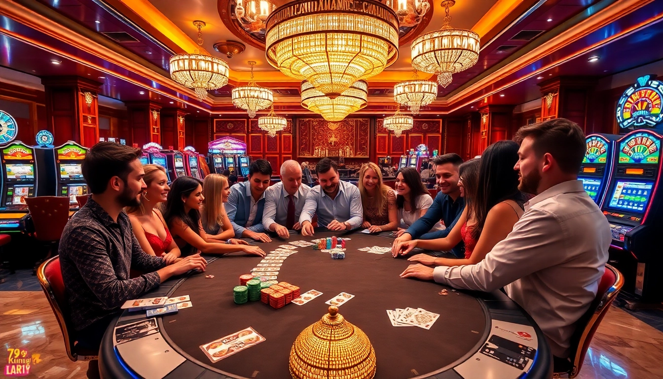 Players engaging in high-stakes card games and slots at https://79kingvip.autos, enjoying a thrilling casino experience.
